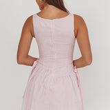 Teely Waist Bows Mini Dress Stripe Blush