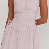 Teely Waist Bows Mini Dress Stripe Blush