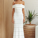 High Tides Off-Shoulder Maxi Dress Textured White