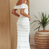 High Tides Off-Shoulder Maxi Dress Textured White
