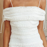 High Tides Off-Shoulder Maxi Dress Textured White