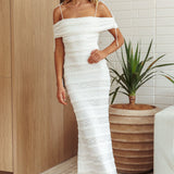 High Tides Off-Shoulder Maxi Dress Textured White