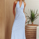 Here For It Halterneck Maxi Dress Blue