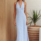 Here For It Halterneck Maxi Dress Blue
