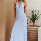 Here For It Halterneck Maxi Dress Blue