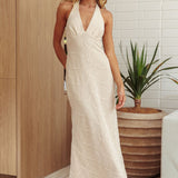 Here For It Halterneck Maxi Dress Oat