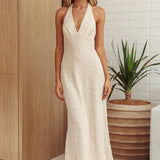 Here For It Halterneck Maxi Dress Oat