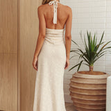 Here For It Halterneck Maxi Dress Oat