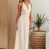 Here For It Halterneck Maxi Dress Oat