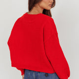 Taking Notes Button Front Cardigan Red