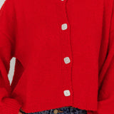 Taking Notes Button Front Cardigan Red