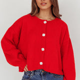 Taking Notes Button Front Cardigan Red