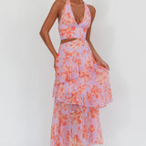 Aura Points Halterneck Cut-Out Maxi Dress Floral Lilac