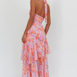 Aura Points Halterneck Cut-Out Maxi Dress Floral Lilac