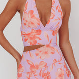 Aura Points Halterneck Cut-Out Maxi Dress Floral Lilac
