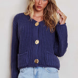 Cindie Chunky Knit Cardigan Navy