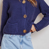 Cindie Chunky Knit Cardigan Navy