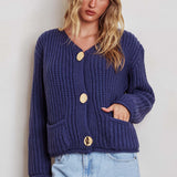 Cindie Chunky Knit Cardigan Navy