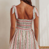 Bestie Tied Shoulder Mini Dress Floral Green