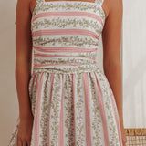 Bestie Tied Shoulder Mini Dress Floral Green