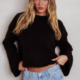 Strasbourg Flared Cuff Drop Shoulder Sweater Black