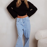 Strasbourg Flared Cuff Drop Shoulder Sweater Black