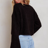 Strasbourg Flared Cuff Drop Shoulder Sweater Black