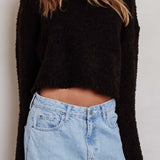 Strasbourg Flared Cuff Drop Shoulder Sweater Black