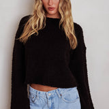 Strasbourg Flared Cuff Drop Shoulder Sweater Black