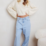 Strasbourg Flared Cuff Drop Shoulder Sweater Cream