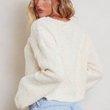 Strasbourg Flared Cuff Drop Shoulder Sweater Cream