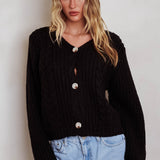 Prime Time Cable Knit Cardigan Black