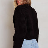 Prime Time Cable Knit Cardigan Black