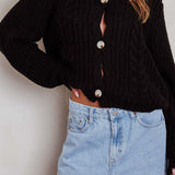 Prime Time Cable Knit Cardigan Black
