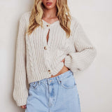 Prime Time Cable Knit Cardigan Oat