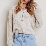 Prime Time Cable Knit Cardigan Oat