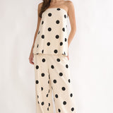 Loraya Strapless Split Back Top Polka Dot Beige/Black