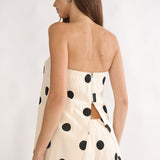 Loraya Strapless Split Back Top Polka Dot Beige/Black