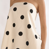 Loraya Strapless Split Back Top Polka Dot Beige/Black