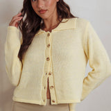 Margaret Button-Up Knit Cardigan Butter