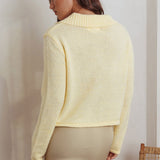 Margaret Button-Up Knit Cardigan Butter