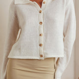 Margaret Button-Up Knit Cardigan Milk