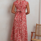 Called Out Gathered Bodice Maxi Dress Floral Red