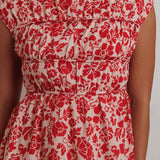 Called Out Gathered Bodice Maxi Dress Floral Red