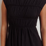 Called Out Gathered Bodice Maxi Dress Black