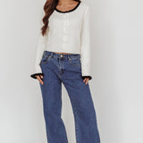 Oshan Ruffle Trim Cardigan Cream