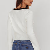 Oshan Ruffle Trim Cardigan Cream