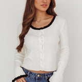 Oshan Ruffle Trim Cardigan Cream