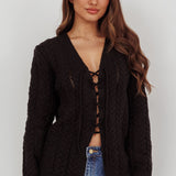 Seattle Lace-Up Front Knit Top Black