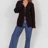 Seattle Lace-Up Front Knit Top Black